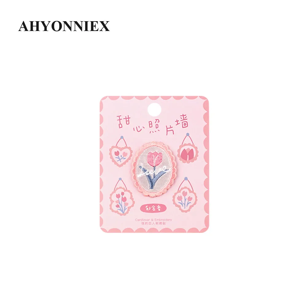 AHYONNIEX Sweet Embroidered Daisies Patches Iron On Or Sew Fabric Sticker For Clothes Cute Dark Sheep Patches Appliques DIY