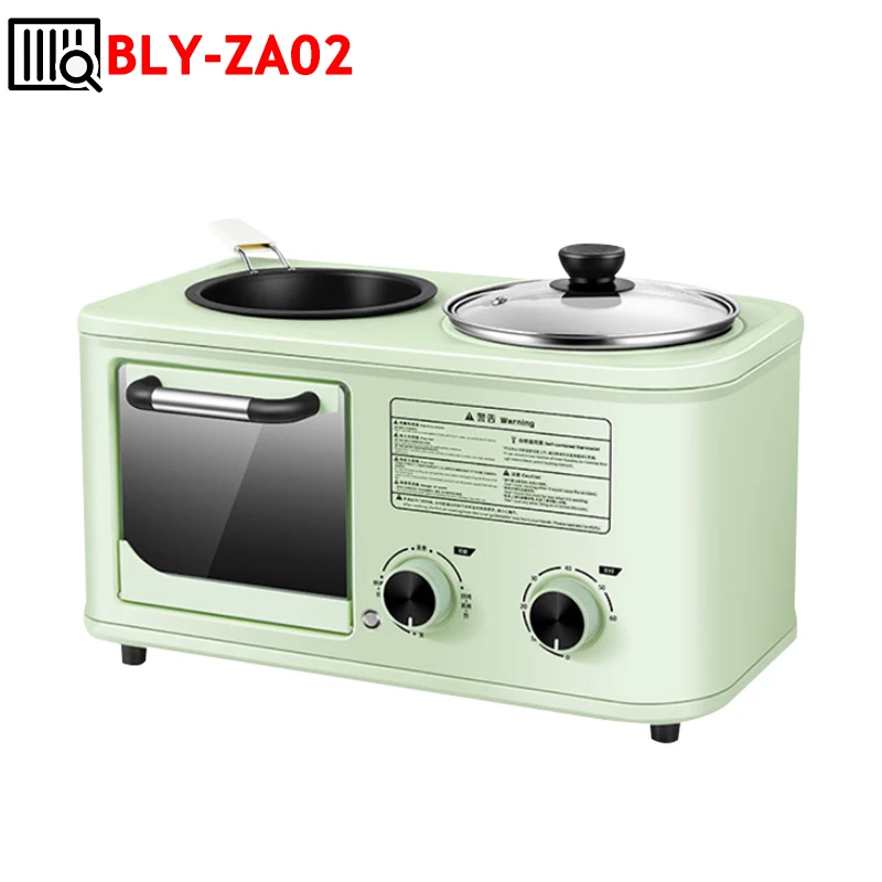 

Household 3 In 1 Breakfast Making Machine Kitchen Toaster Frying Pan Mini Oven Bread Pizza Maker Hot Pot Steamer Boiling Pot