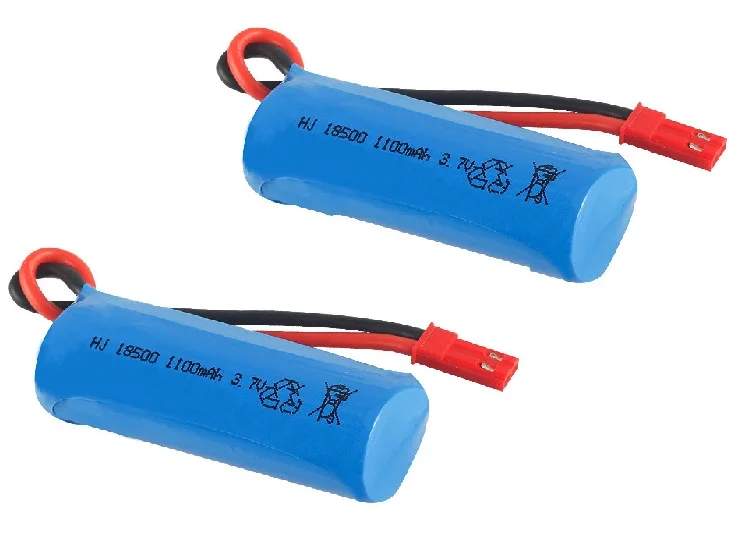 Batterie Lipo 3.7V 1100mAh 15C pour bateau S900 FT008 H227-33, télécommande hélicoptère 18500, batteries li-po pour jouet, prise JST 2 pièces