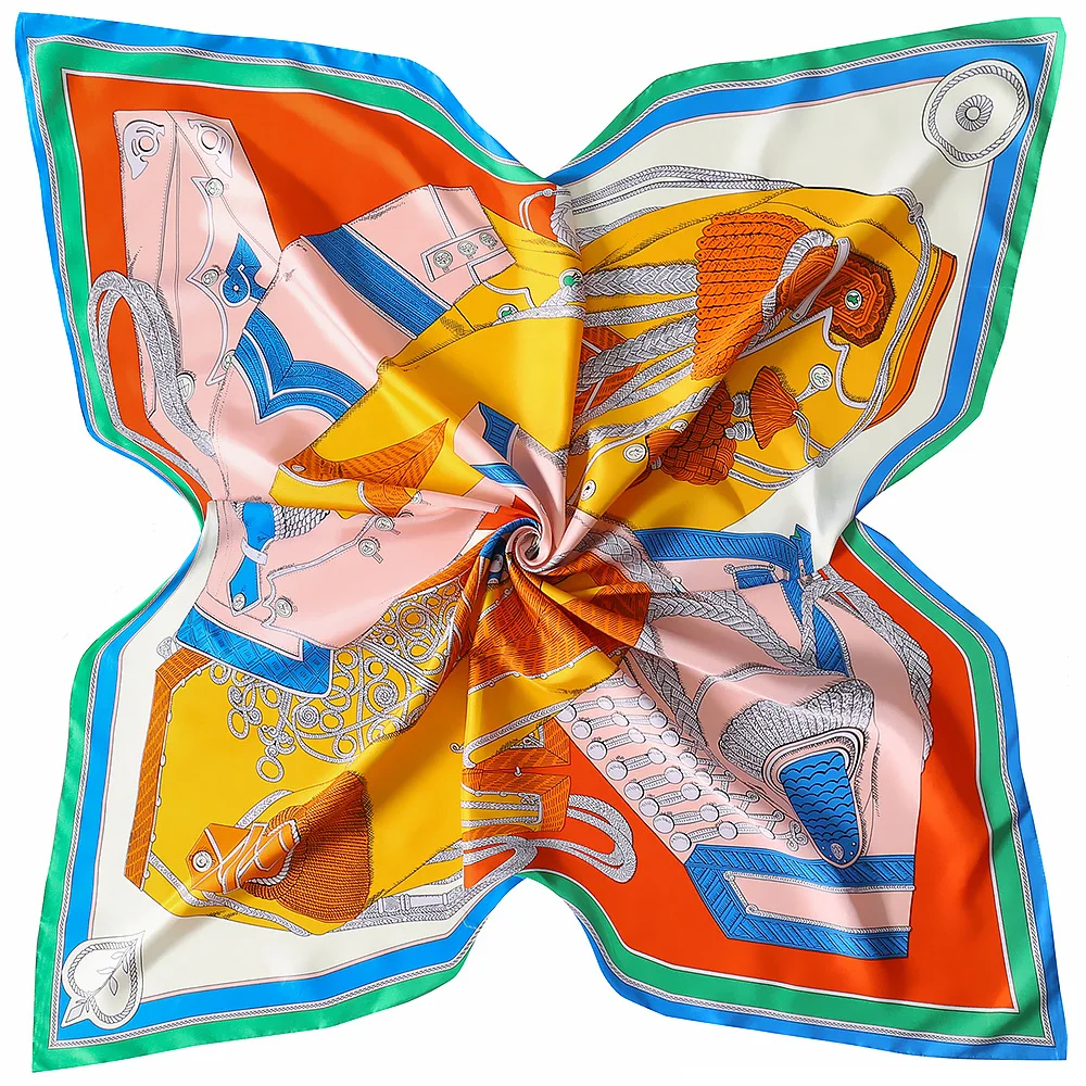 130cm Luxo Silk Feeling Scarf New Design LargeTwil Xaile Mulheres Lenço Lenços Para Senhoras Moda Xale Echarpe