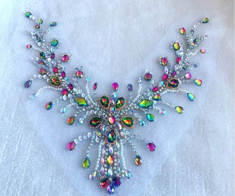 

1Pc Vintage Embroidery Crystal Lace Collar Elegant Lady Stone Pearls Sequins Mesh Lace Beaded Rhinestone Shirt Collars 2026