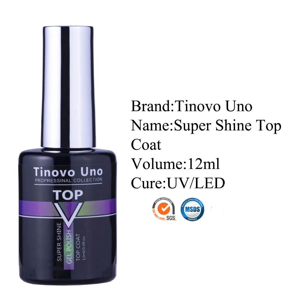 Tinovo Uno Super Shiny Top Coat UV Gel Nail Polish 12ML Hybrid Gels Nails Topcoat Gellac All for Nails Art Primer Design NEW