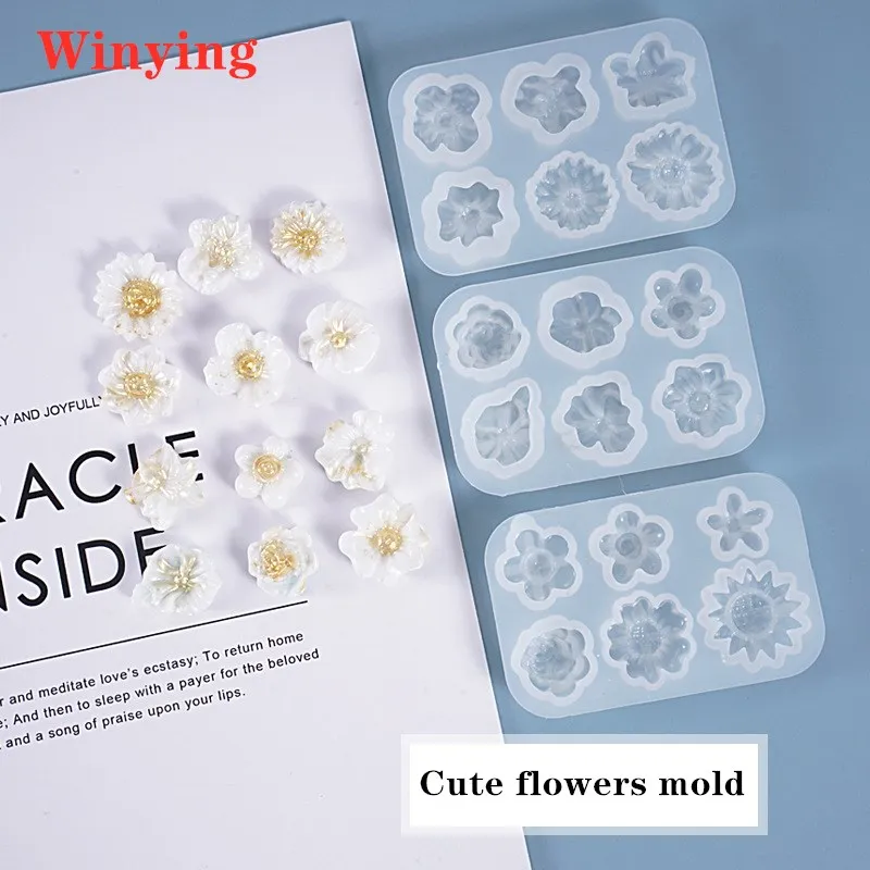 DIY Crystal Silicone Mold Cute Small Flower Daisy Decoration Resin Mold For Jewelry Making wholesale