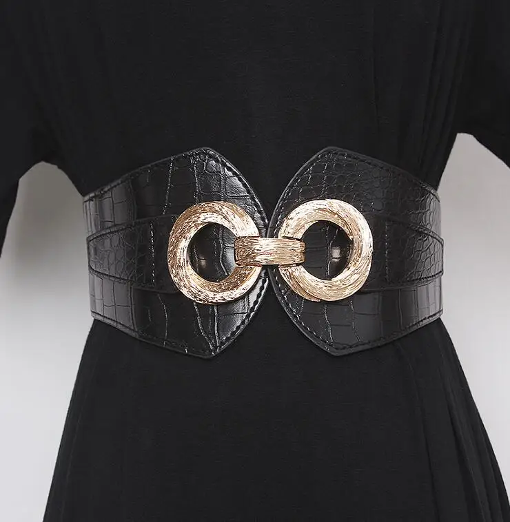 Women's runway fashion pu leather elastic Cummerbunds female Dress Corsets Waistband Belts decoration wide belt R3192