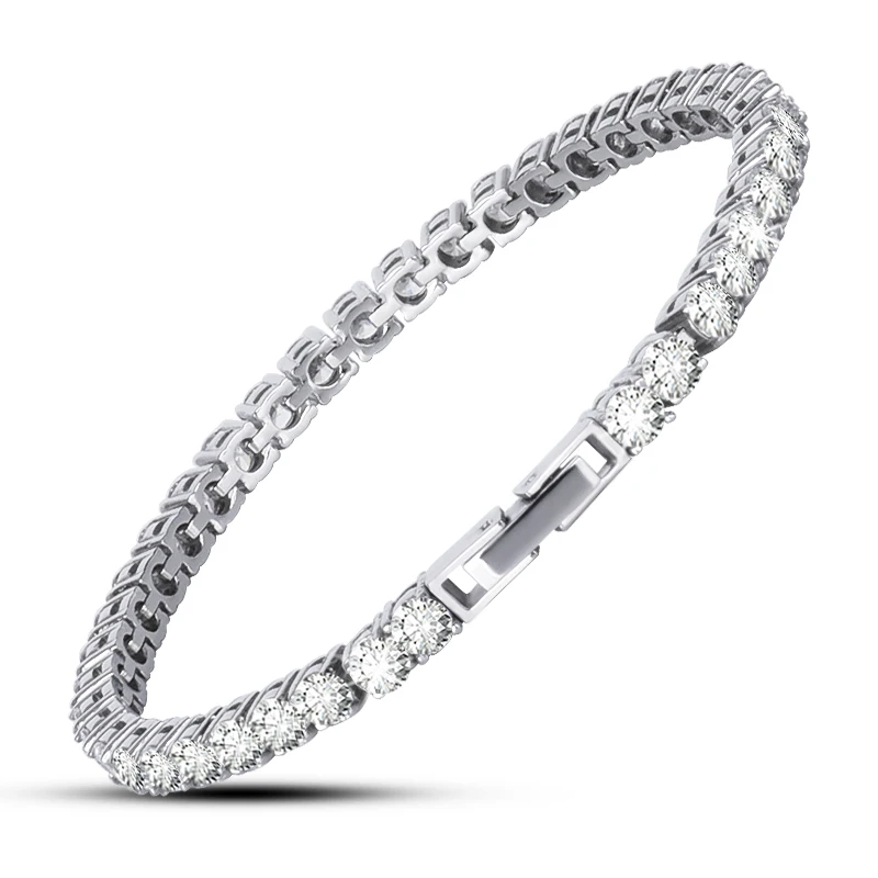 Jeroot Fashion Stainless Steel AAA Cubic Zircon Bracelet White And Black Stone Women Tennis Bracelets