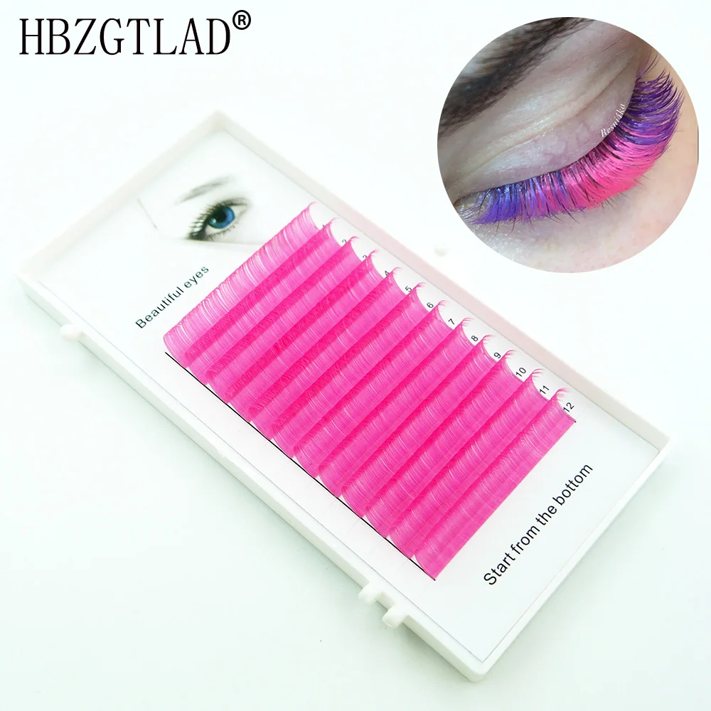 HBZGTLAD Fast Ship C/D curl 0.07/0.1mm 8~13mm mix length mink individual colored Faux eyelash extension makeup maquiagem cilios