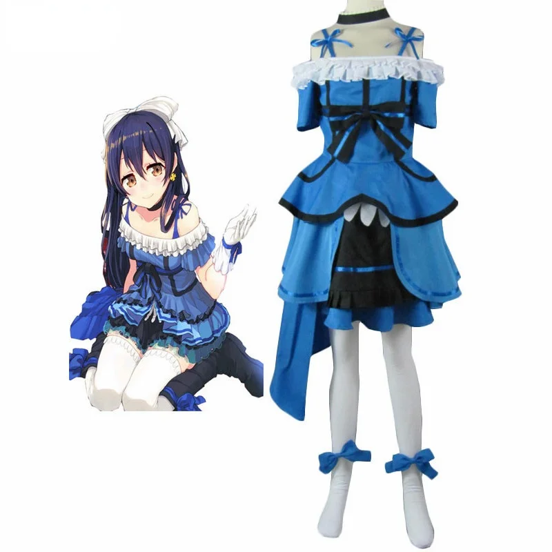 

Anime LoveLive! Sonoda Umi Cosplay Costume Blue Lolita Dress Women Girls Braces Skirt