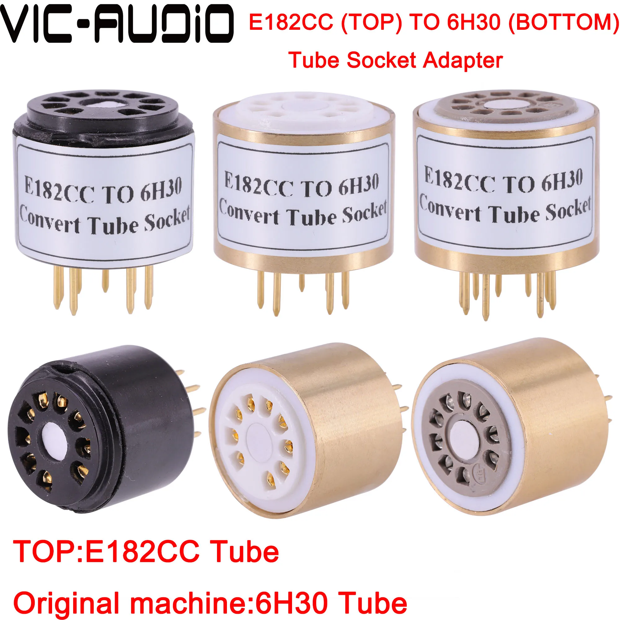 1PC E182CC(top) TO 6H30(bottom) 9Pin TO 9Pin Tube DIY Audio Vacuum Tube Adapter Socket Converter  Free Shipping