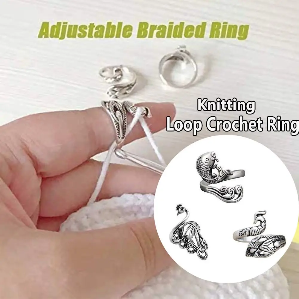 Sewing Accessories Knitting Tools Peacock Fish Phoenix Thimble Ring Ring Sewing Accessories Knitting Loop Crochet Ring