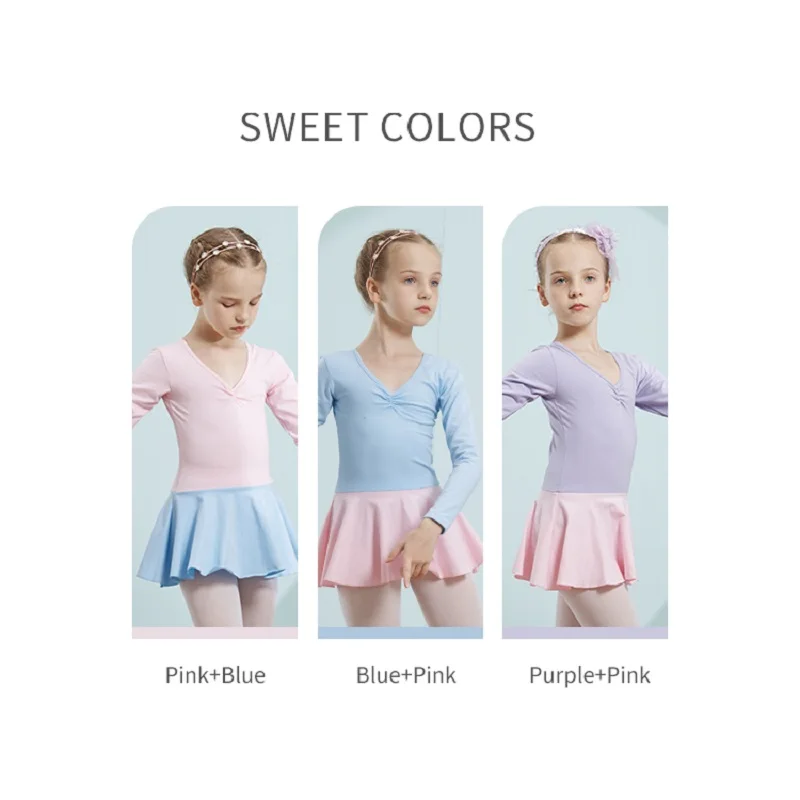 Lange Mouwen Leuke Dans Jurk Voor Meisjes, Katoen Ballet Dancewear, Peuter Mooie Ballet Jurk, kinderen Tutu Jurk, Kinderen Dans Rokken