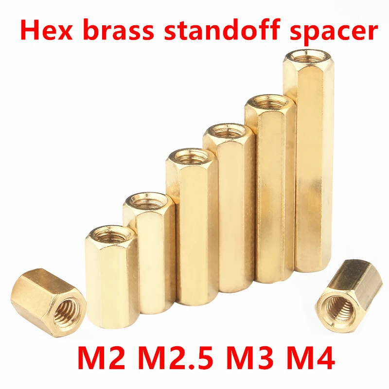 50pcs 5pcs Hex brass standoffs Female to Female M2 M2.5 M3 M4 brass standoff spacer Hexagonal Stud Spacer Hollow Pillars