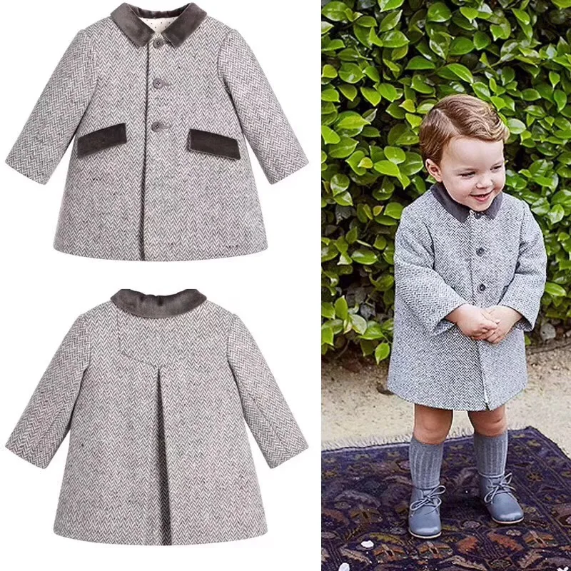 Winter New Spanish Children\'s Clothing New Children\'s Coat Double-sided Wool Jacket Toddler Boy Jacket Boys Clothes