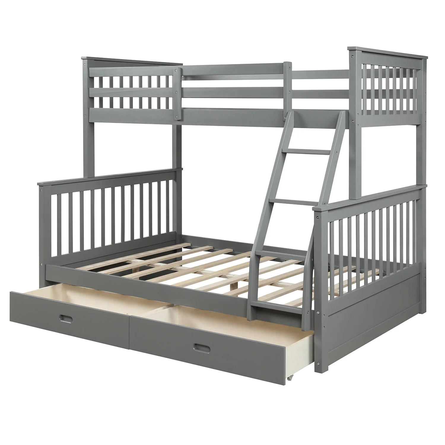 Four Colors Twin-Over-Full Bunk Bed with Ladders and Two Storage Drawers Bedroom Furniture for Livingroom US Warehouse