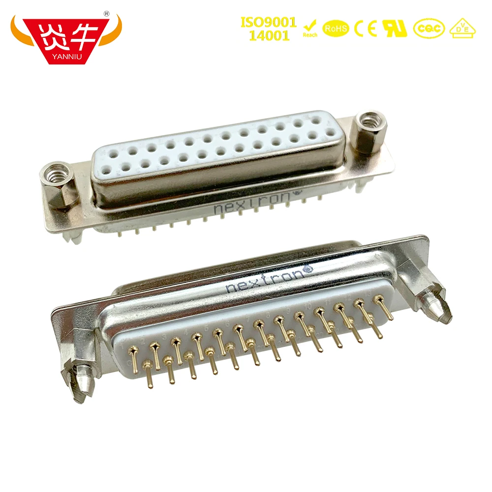 

DP-25P WITH FLANGE REVETS RS232 WITH SOCKET 25PIN PCB CONNECTOR D-SUB SERIES FEMALE CONNECTOR GOLD-PLATED 3Au YANNIU