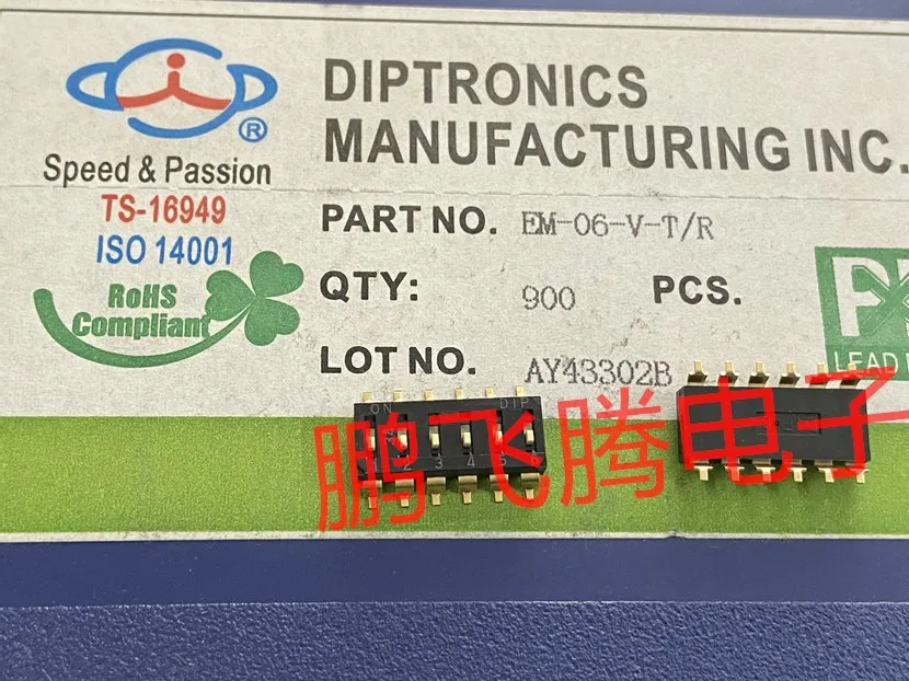 Interruptor de código de dial de 6 bits, 1 Uds., Taiwán, Yuanda EM-06-V-T DIP/R, Parche de 2,54mm, código de dial plano