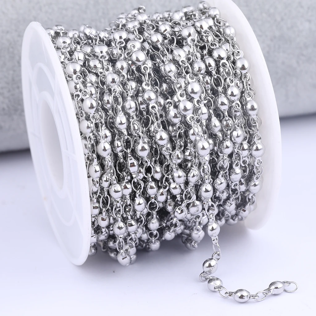 Onwear 2meters/Lot Stainless Steel Ball Beaded Necklace Chains For Jewelry Making Diy Bracelets Findings