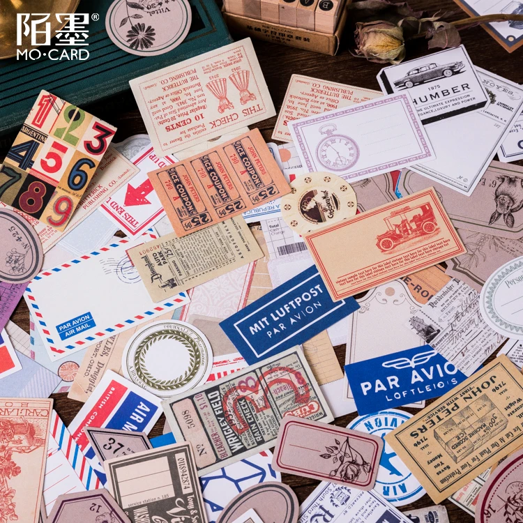 60 Stks/pak Vintage Memo Boxed Stickers Voor Junk Journal Deco Office Schoolbenodigdheden Creatieve Briefpapier Sticky Notes