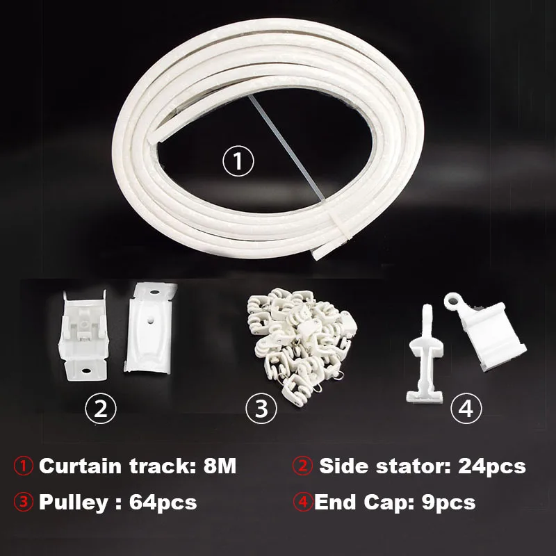 8M Flexible Ceiling Bendable Curtain Rail Cuttable Track Side Clamping For Curved Straight Bay Windows Track Pole Accessories