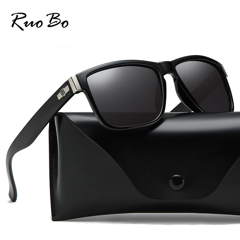 RUOBO Brand Classic Design Men Polarized Mirror Sunglasse Driving Fishing Sport Eyeglass For Male TR90 Goggle UV400 Gafas De Sol