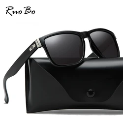 RUOBO Brand Classic Design Men Polarized Mirror Sunglasse Driving Fishing Sport Eyeglass For Male TR90 Goggle UV400 Gafas De Sol