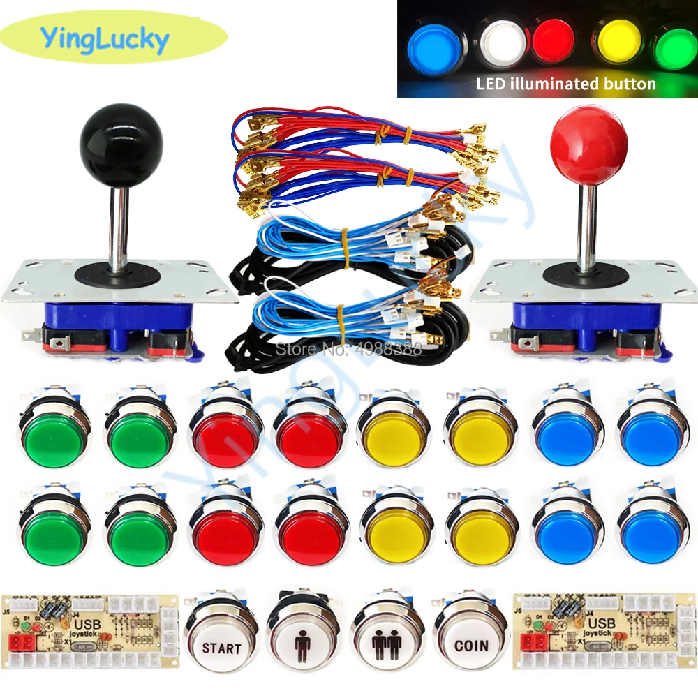 Arcade game diy joystick kit zippy joystick jamma arcade MAME LED button happ button raspberry pi 3 Joystick 4/8 way Push Button