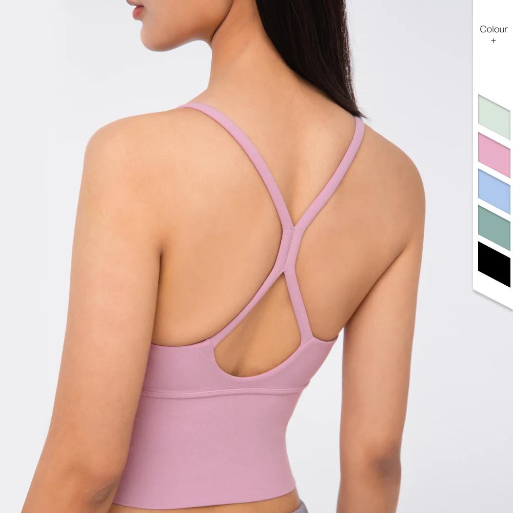 Vnazvnasi Push-up Yoga Vest Sexy Backless Running tops Quick Dry Anti-friction Gym Bra V-neck Padded Female Fitness Tops