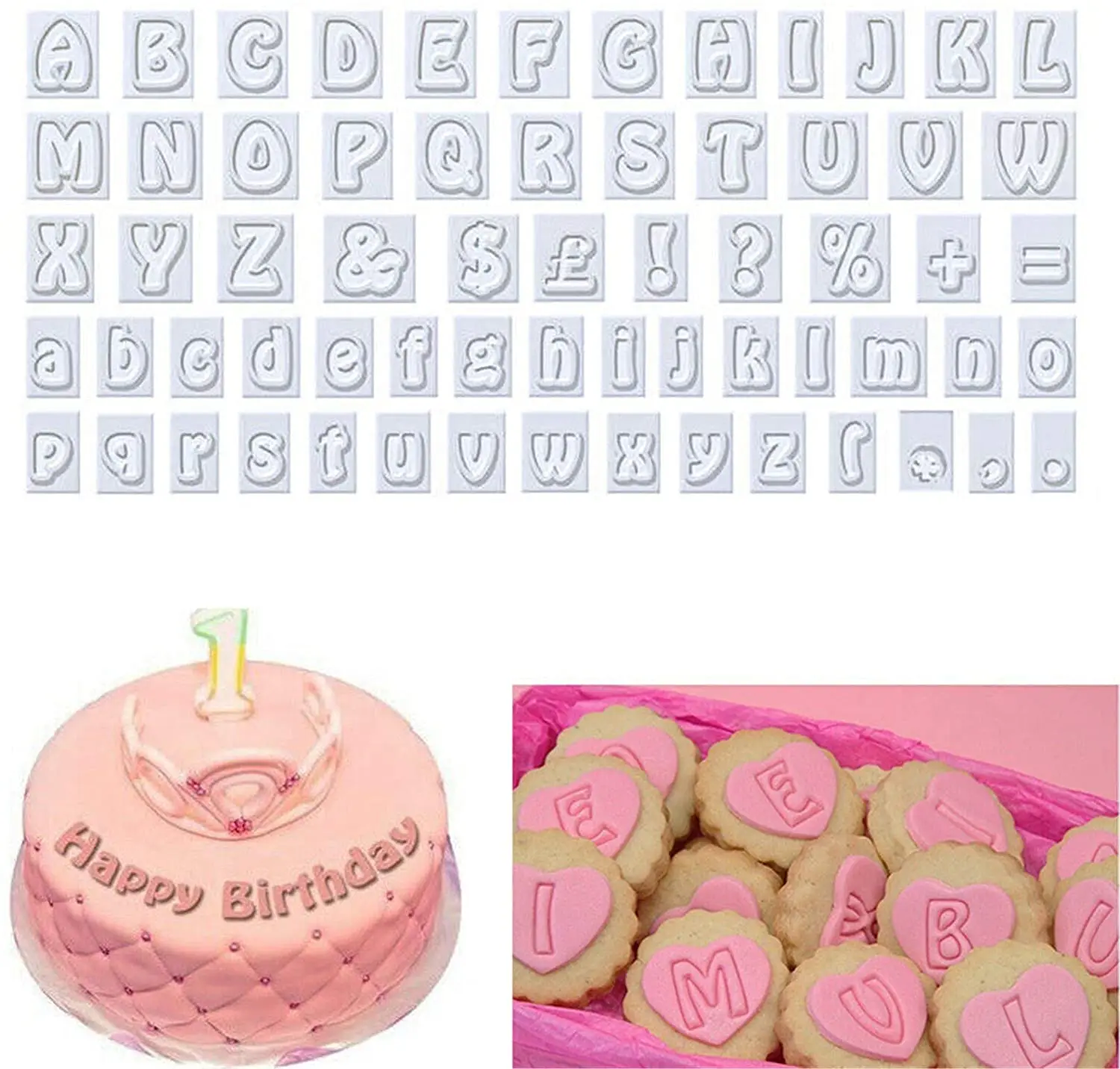 

40/64 Characters Case Alphabet Letters Baking Cake Mold Cookie Cutter Plastic Cookie Cutter Fondant Tool Baking Accessories