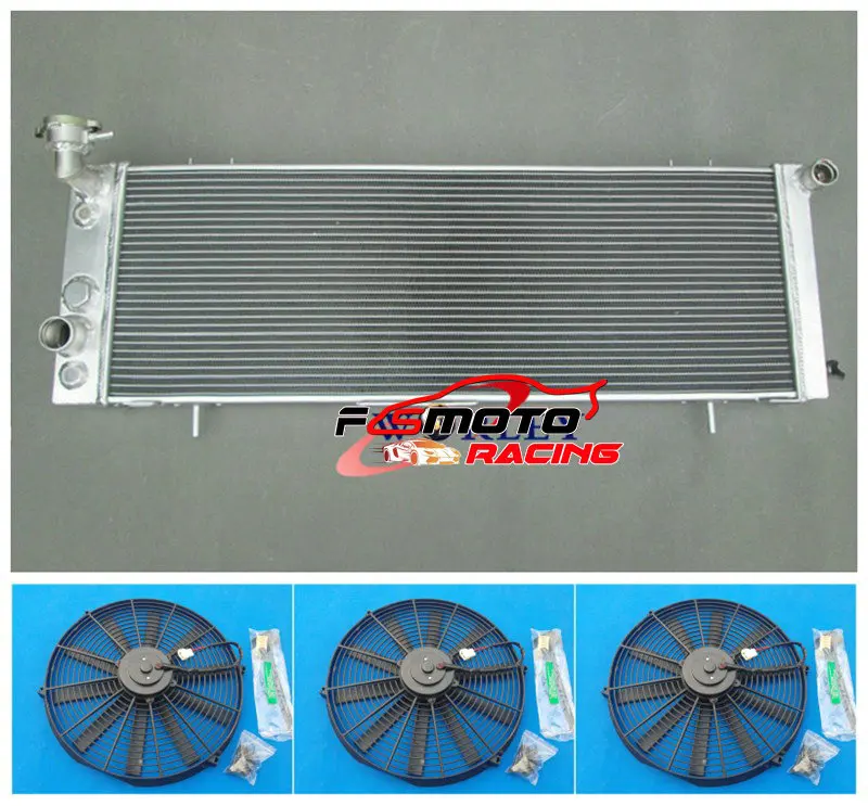 4 Row Aluminum Radiator + 3PCS Fan Cooling For 1991-2001 Jeep Cherokee XJ / Wagoneer Truck 00 99 98 97 96 95 94 93 92