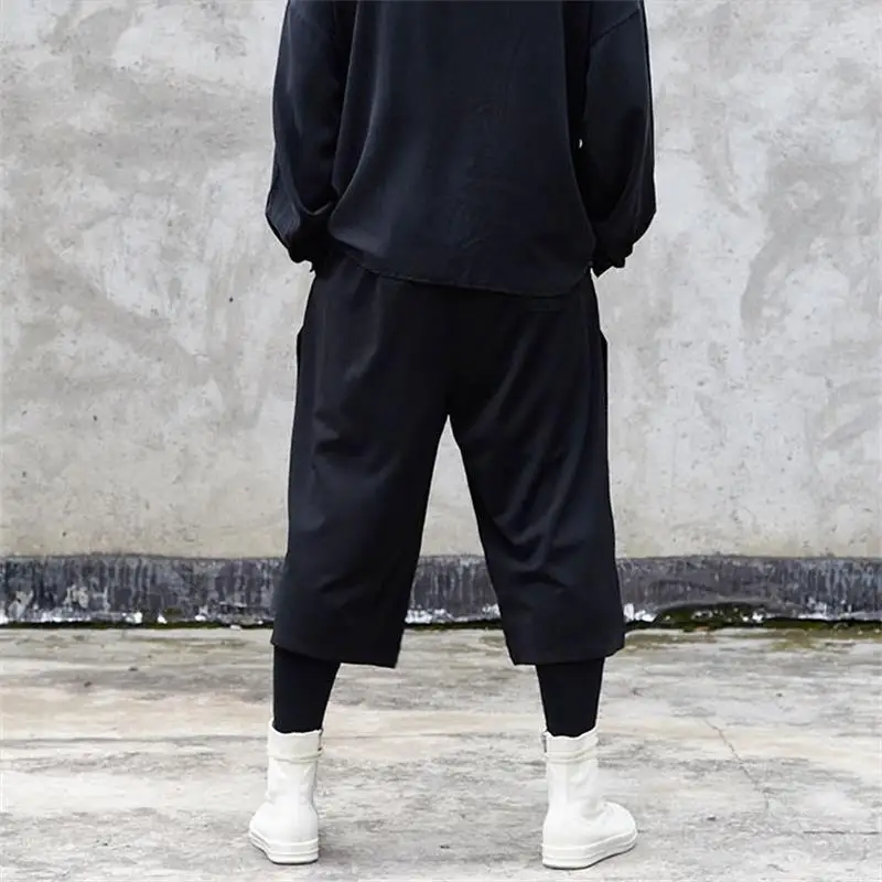 

Men's Pants Summer Fashion Casual Pants Baggy Wear Wide-Leg Pants Men's Shorts Hip-Hop Black Yamamoto Trend