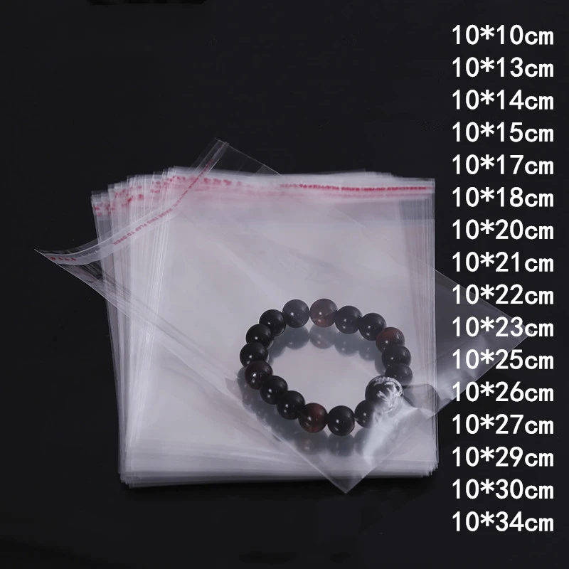 500/1000pcs 10cm Wide Clear Plastic Adhesive Opp Bags Transparent Poly Candy Home Decoration Christmas Jewelry Gift Packing Bag