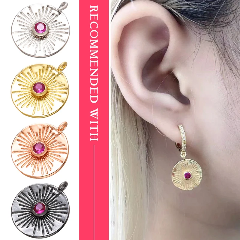 ZHUKOU 14x17mm brass round necklace pendant for women DIY handmade necklace earrings jewelry accessories making model: VD669