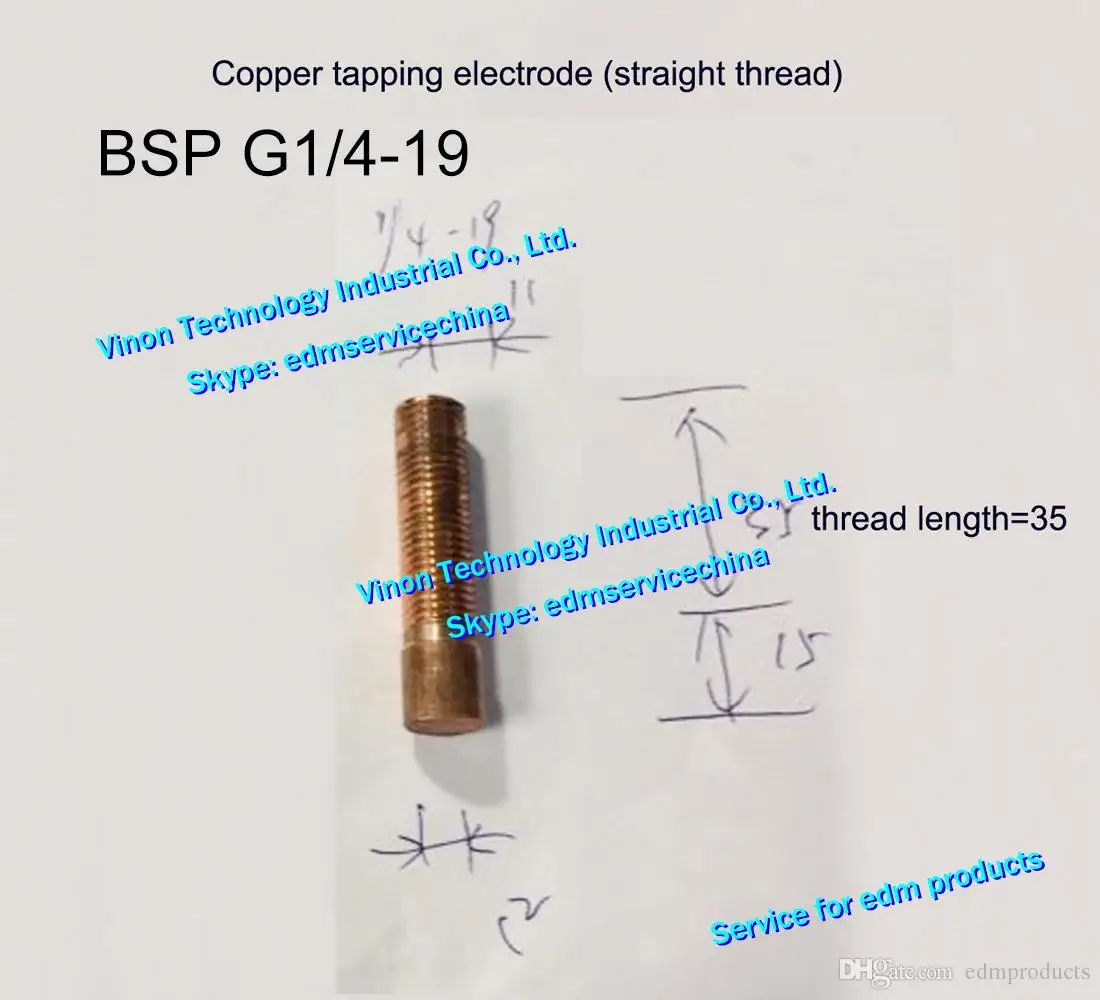 (5PCS) BSP G1/2-14 Copper thread electrode, EDM tapping electrode copper BSP orbital, British Pipe Thread Parallel type