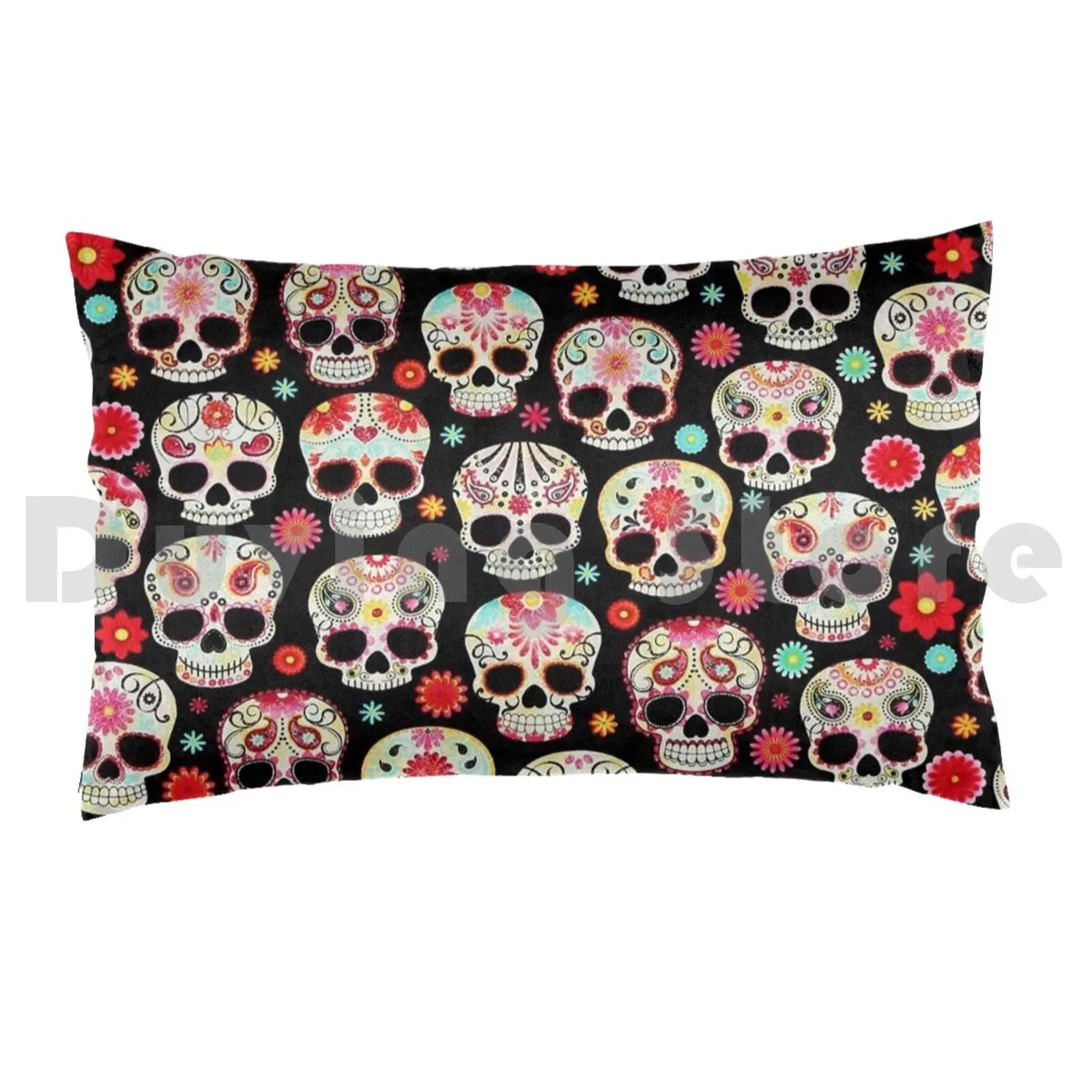 Sugar Skulls-Calavera-Día De Muertos Pillow Case Printed 35x50 Día De Muertos Day Of The Dead Skeleton