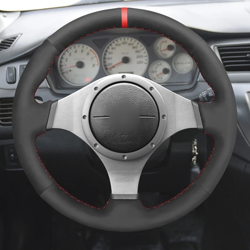 Hand Sew Black Suede Car Steering Wheel Cover for Mitsubishi Lancer Evolution 8 VIII Lancer Evolution 9 IX 2005 2006 2007