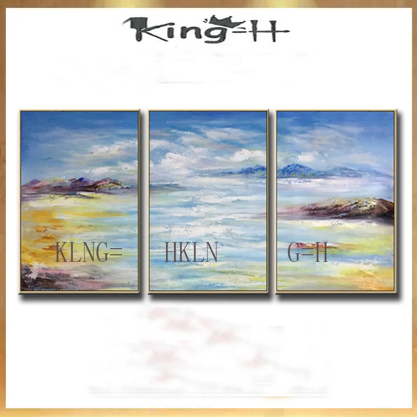 

Home Decor morden Thick knife painted blue sea and sky abstract Oil Painting On Canvas Handmade Wall Art For hotel Room Unframed