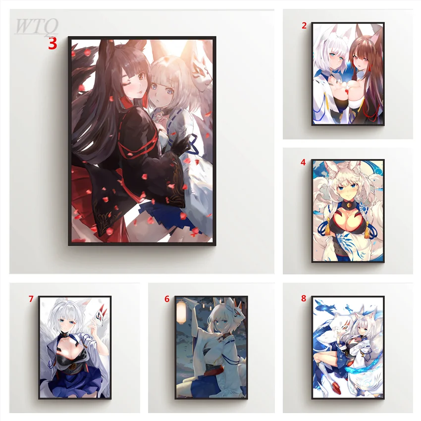 Azur Lane Akagi Kaga Game Poster Anime Posters Canvas Painting Posters and Prints Wall Poster Wall Art Picture Home Decoration