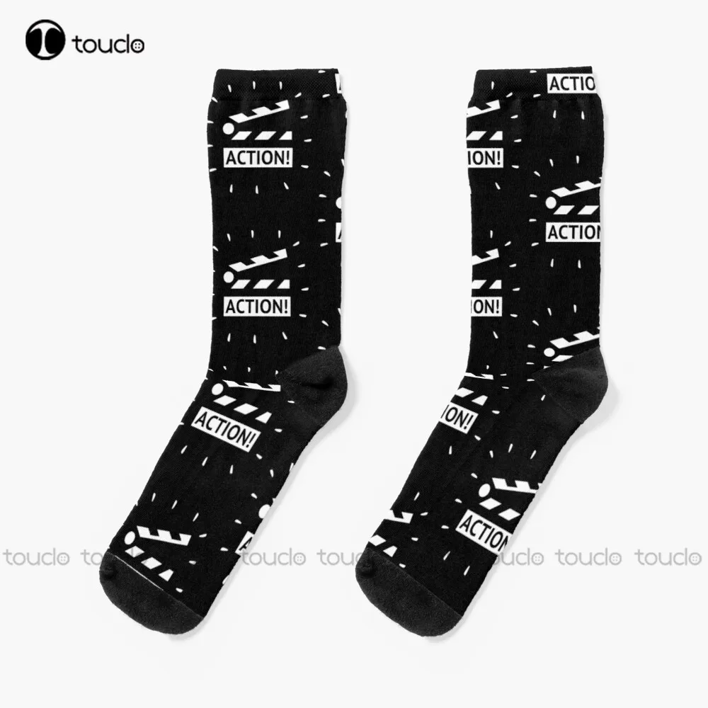 Action Clapper Board Film Crew Director Gift - Quiet On Set  Socks High Socks Women Thanksgiving Christmas New Year Gift Custom