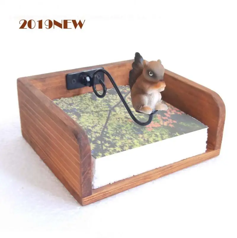 Napkin Holder Wood Flat Decorative Design With Weighted Animal Squirrel - For Home, Kitchen, Dining Table, Countertop, Outdoors,