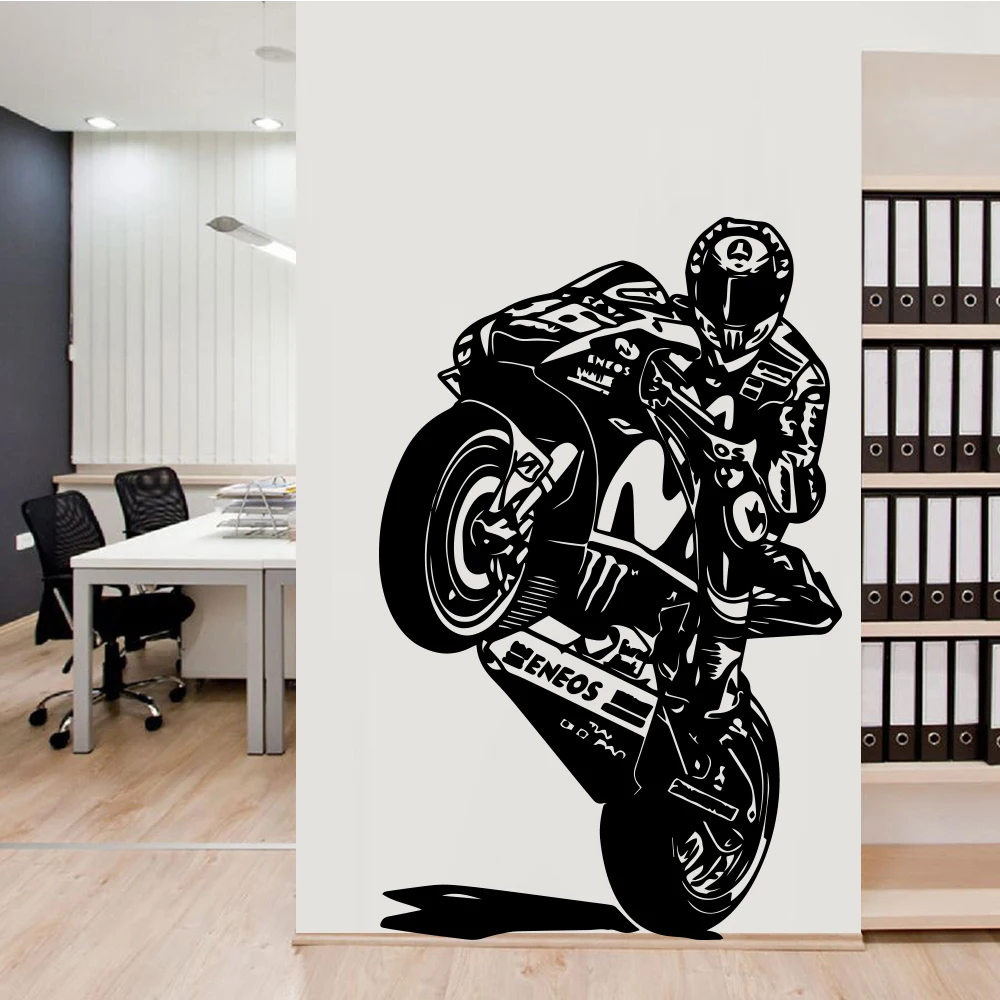 Helmet Motor Racing Driver Motorcycle Wall Stickers Available in multiple colors sticke For Boys Bedroom Home decor Decorations