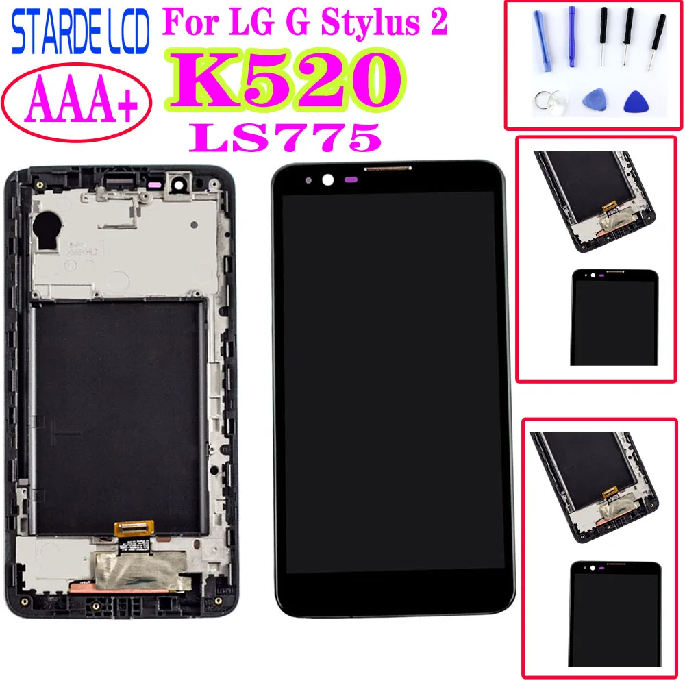 

AAA+ For LG G Stylus 2 LS775 K520 Black LCD Touch Screen Digitizer LCD Display Assembly with Frame for G Stylo 2 LCD