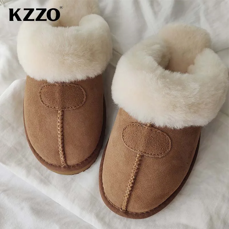 Fashion Natural Sheepskin Leather Slippers For Women Winter Warm Indoor Female Fur Slippers Top Quality Soft Wool Lady Home Shoe