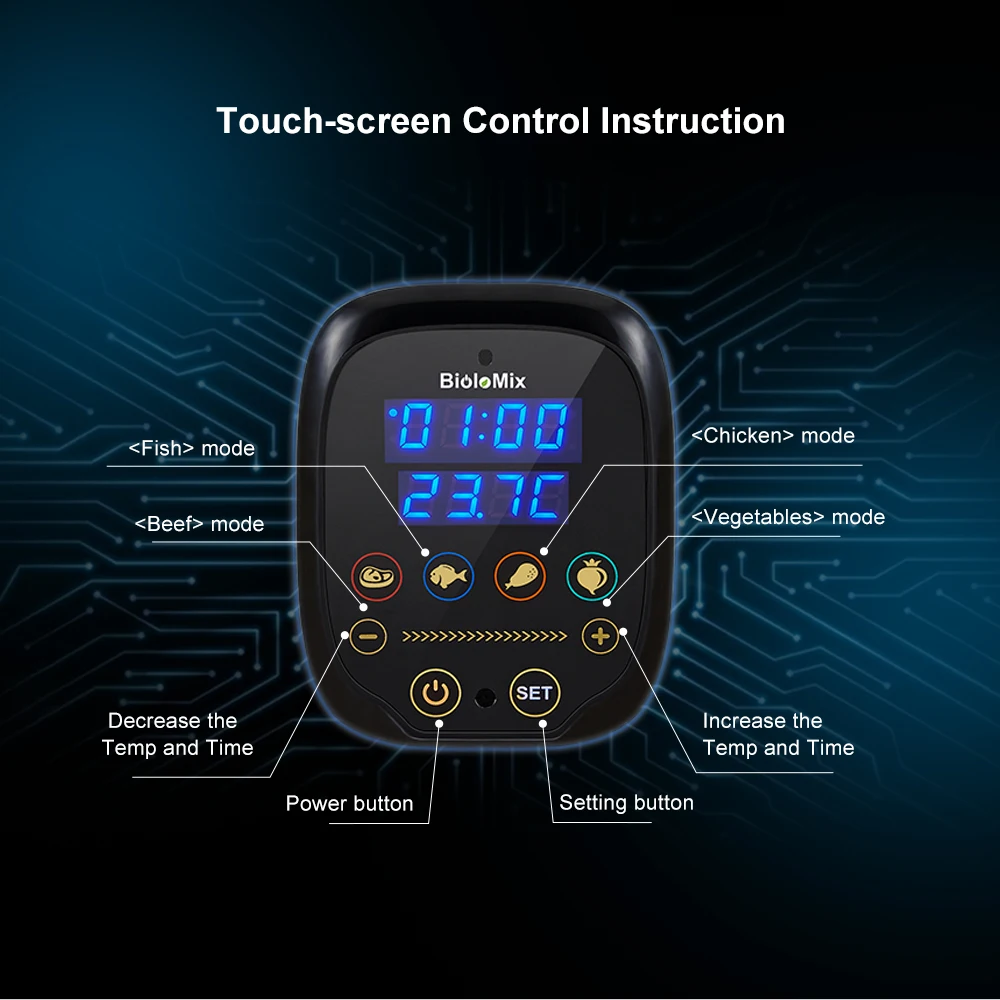 Kompor Presisi Biomix Sous Vide dengan Kontrol Aplikasi Wifi 1200W Pemanas Vakum Sirkulator Imersi Suhu Akurat