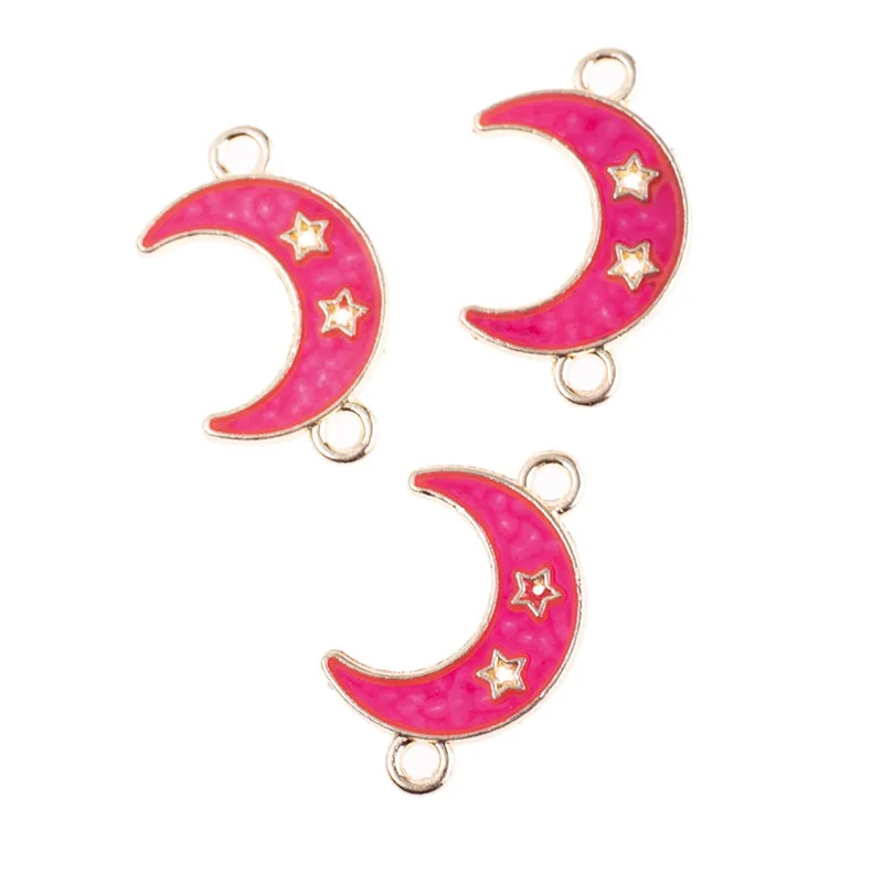 10pcs/lot Rose Red Moon Metal Connector Charms Pendants DIY Necklace Bracelet Earrings For Jewelry Making Accessories