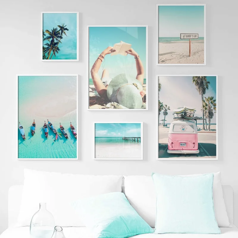 

Beach Car Boat Bridge Wall Art Canvas Painting Nordic Posters And Prints Wall Pictures For Living Room Scandinavian Home Decor