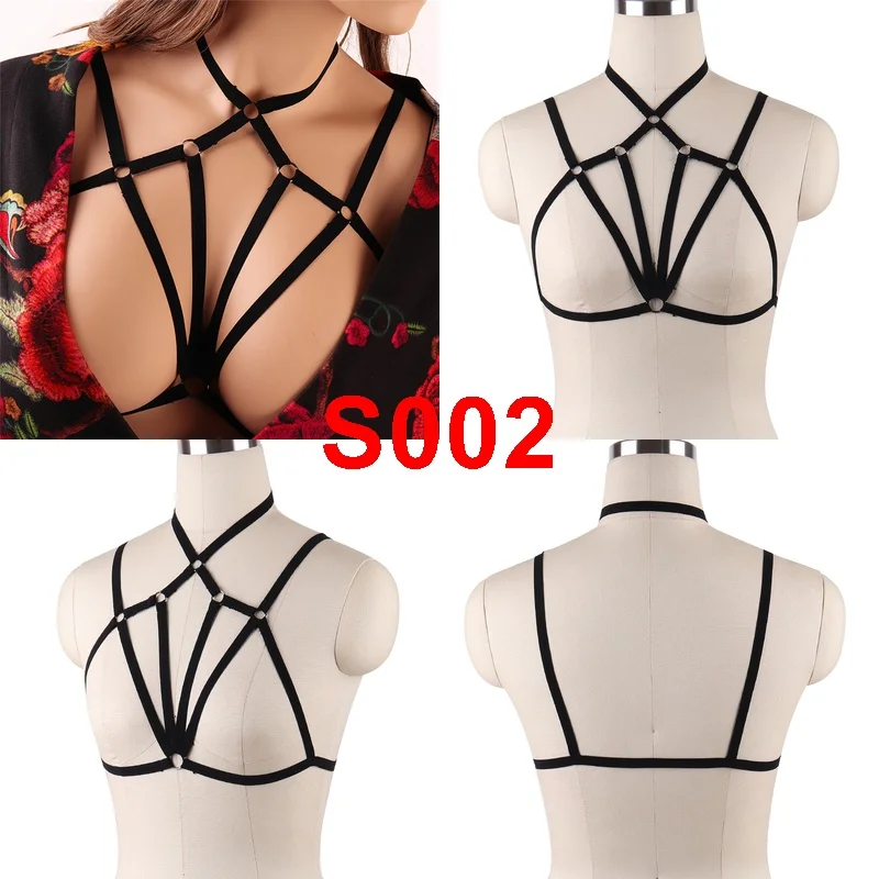 Pentagram Harness Bra Women Lingerie Cage Sexy Crop Top Elastic Belt Body Harness Bondage Punk Gothic Rave Halloween Clothing