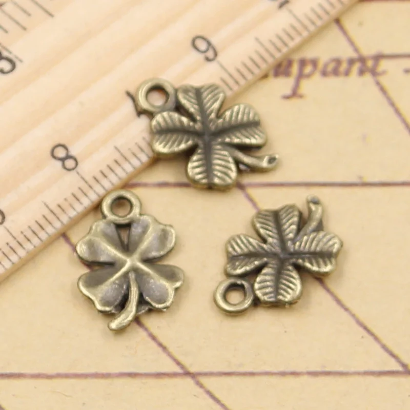 20pcs Charms Lucky Irish Four Leaf Clover 17x11mm Tibetan Bronze Gold Silver Color Pendants Antique Jewelry Making DIY Pendants