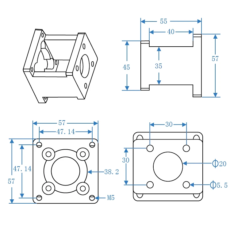 LINK CNC 57 stepper motor bracket nema 23 fixed seat connecting support