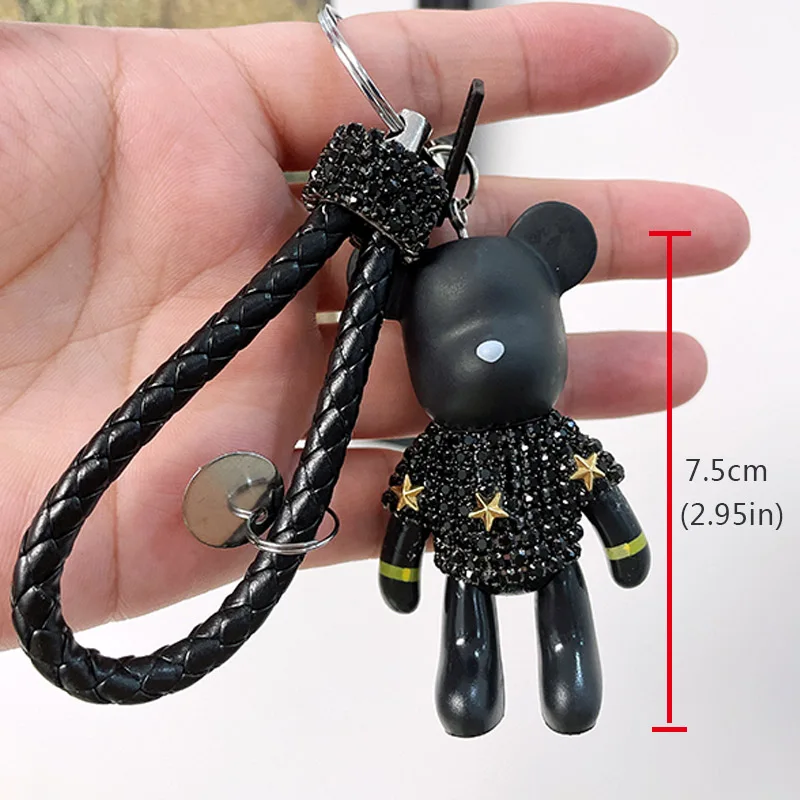 Luxury Rhinestone Purse Keychain Small Bear Car Keychain Women Bag Accessories Couple Key Chain Charm Holder