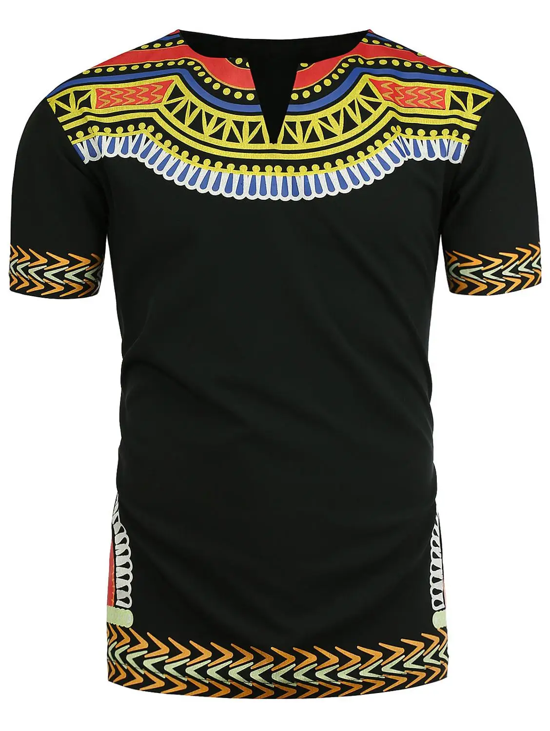 

African Dashiki Men Short Sleeve T Shirt 2020 Summer Casual V Neck Tee Shirt Homme Hip Hop Hipster Gypsy Ethnic African Clohtes