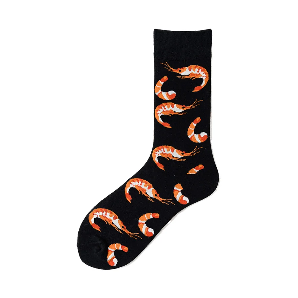 Novelty Happy Funny Men Graphic Socks Wholesale Combed Cotton Omelette Frog Crazy Burger Salmon Corn Avocado Bird Christmas Gift